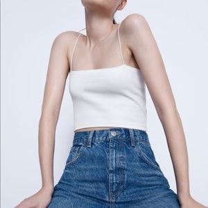 NWT Zara White Crop Top Size S